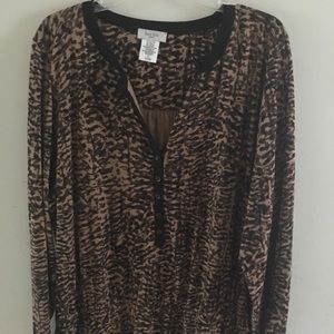 PLUS SIZE TUNIC 2X KATE HILL WOMAN BROWN LONG SLVS